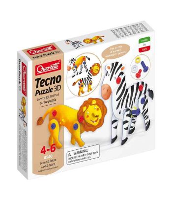 Quercetti Tecno Puzzle 3D Leone E Zebra