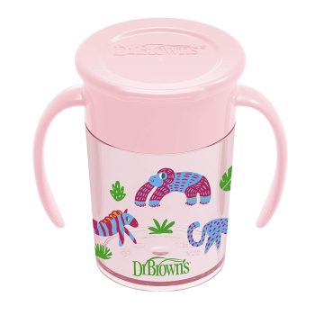 Dr Brown's Smooth Wall 360 Cheers Cup + Handles 200ml Pink - Image 2