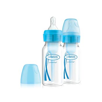 Dr Brown's Narrow 4 oz/120 ml Blue 2-Pack with Level 1 Nipples