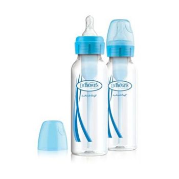 Dr Brown's Narrow 8 oz/250 ml Blue 2-Pack with Level 1 Nipples