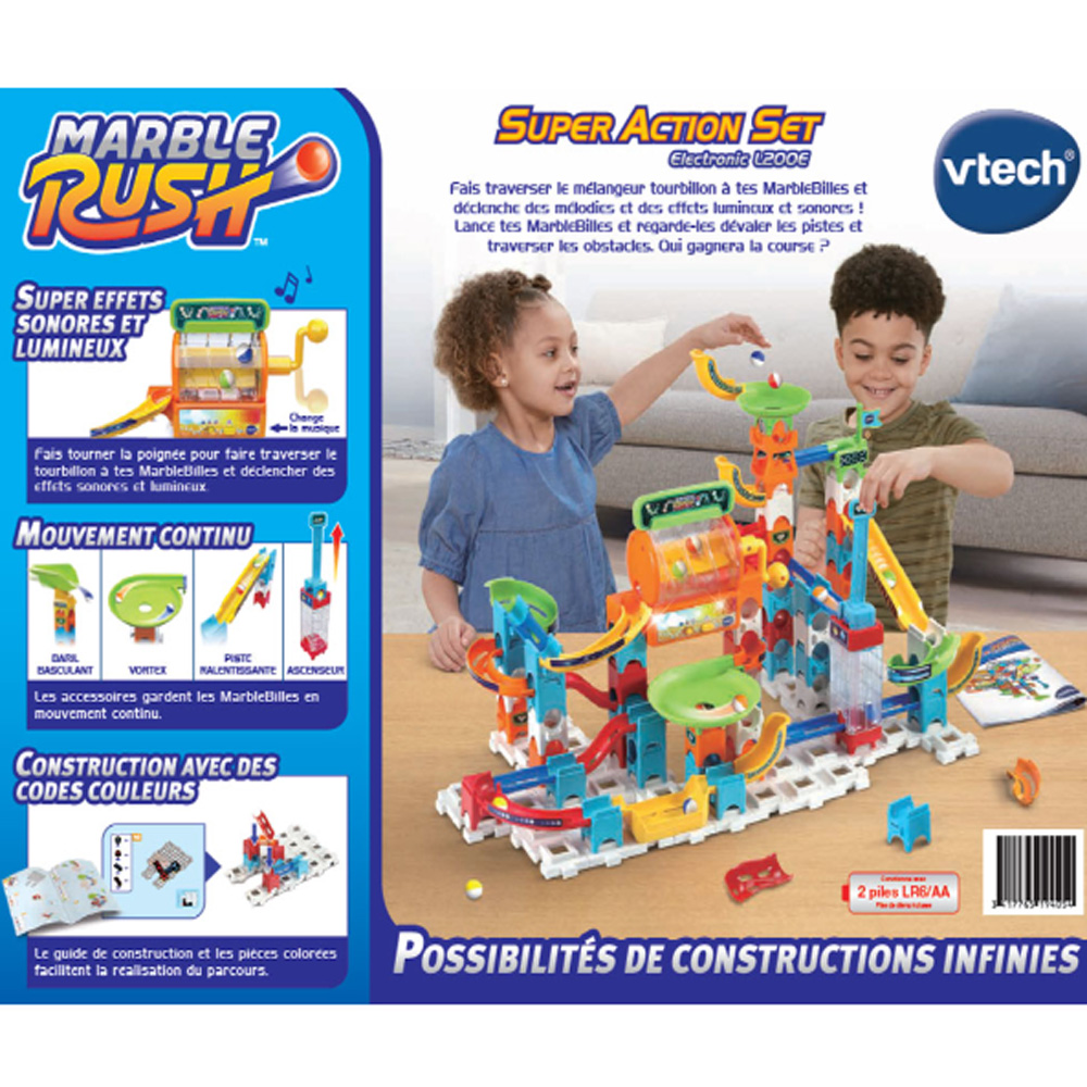Marble rush - circuits a billes - super action set electronic l200e, jouets 1er age