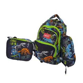 Lebraz Dinosaur School bag, pencil case and lunch bag