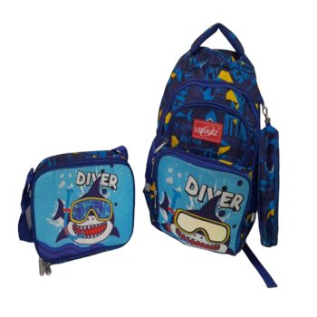 Lebraz Diver Shark School bag, pencil case and lunch bag